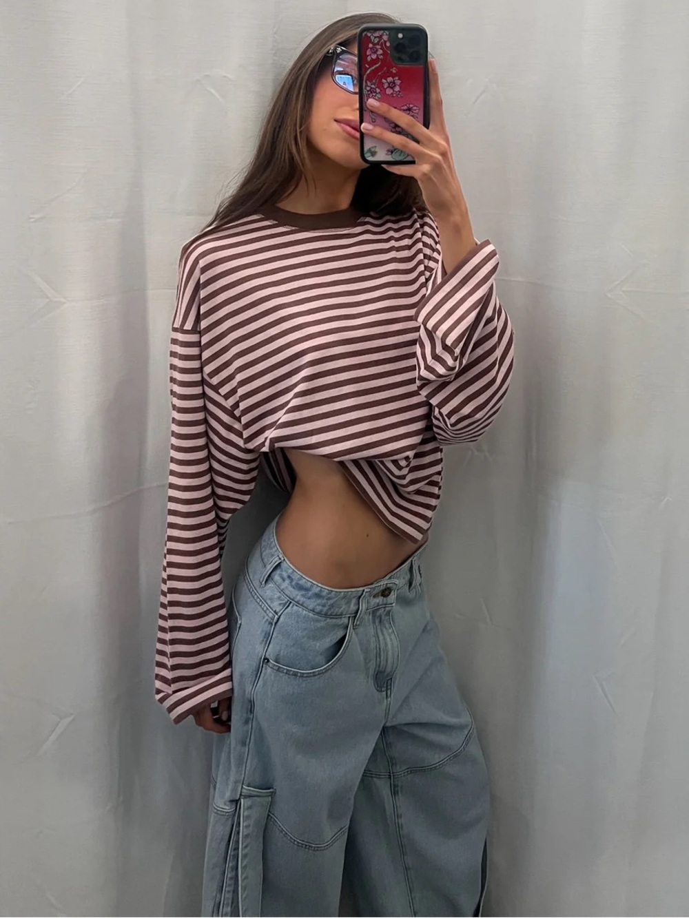 Lioness Bloom Long Sleeve | chocolate blush stripe A6 - Picture 2 of 6
